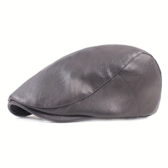 Winter PU Leather Beret Hat Women Men Wedding Party Newsboy Hat
