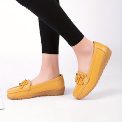 Women's Bowknot Wedge Loafers Slip On Faux Leather Shoes