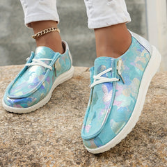 Women's Sequins Slip On Sneakers Low Round Toe Lightweight Flat Shoes