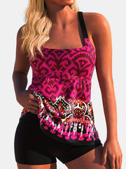 Geometric Print Tank Top & Shorts Swimsuit Set