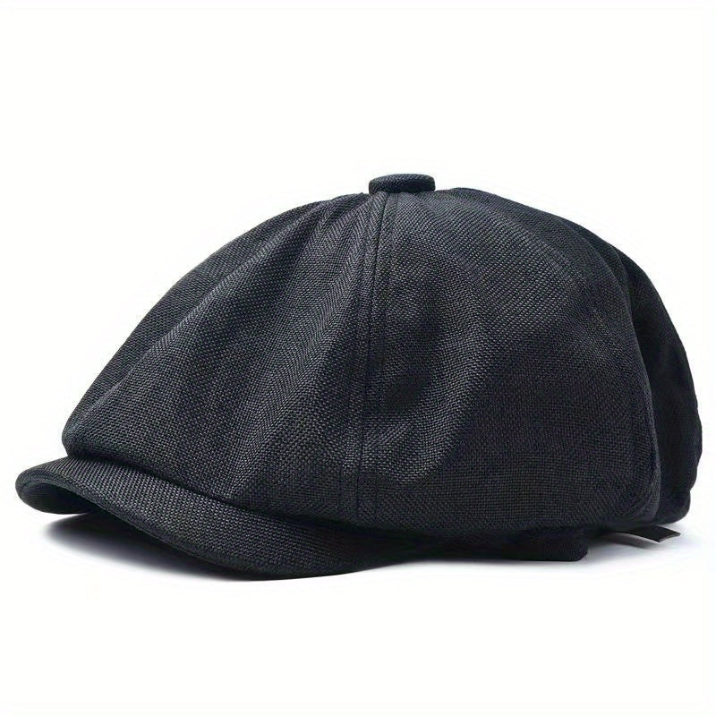 Linen Adjustable Newsboy Cap for Men's Dad Spring Autumn
