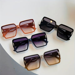 Oversized Square Frame Sunglasses Gradient Lens UV400