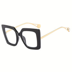 Oversized Square Cat Eye Glasses Vintage Clear Lens Print Frame Eyeglasses