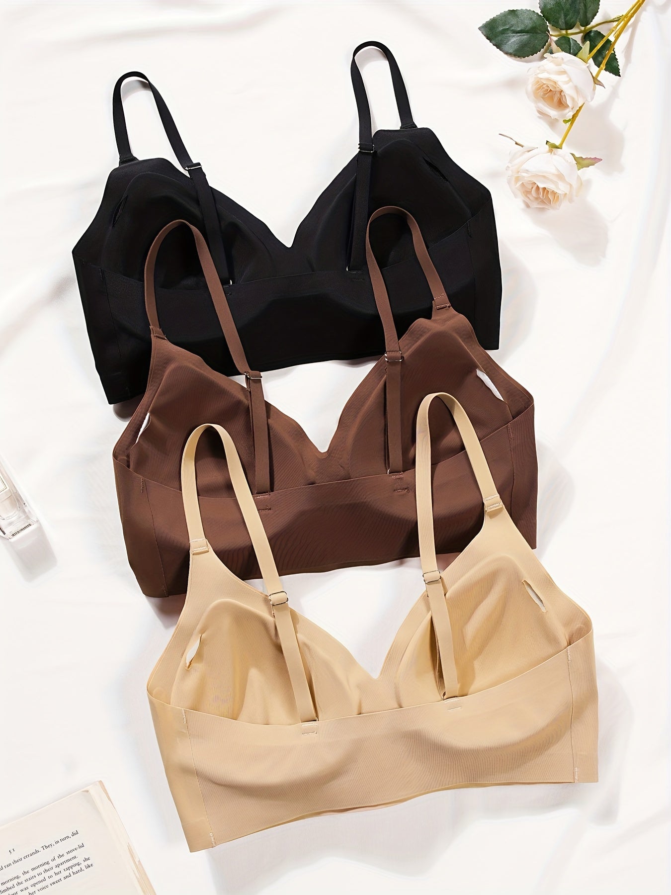 3pcs Seamless Wireless Push Up Bra Comfy & Breathable Lingerie
