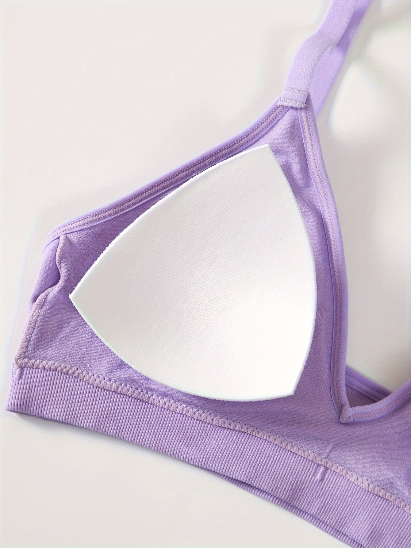 3pcs Wireless Plunge Bras Comfy & Breathable Women's Lingerie