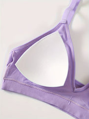 3pcs Wireless Plunge Bras Comfy & Breathable Women's Lingerie