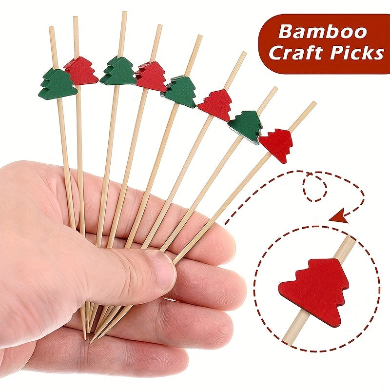 100pcs Christmas Cocktail Picks 4 7 Inches 12 Cm Bamboo Appetizer Toothpicks