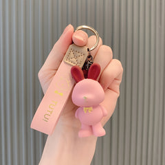 Rabbit Doll Pendant Silicone Keychain for Car Bag Decoration