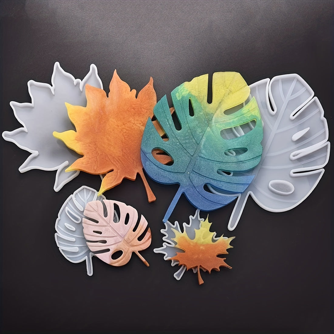 Tropical Palm Leaves Crystal Epoxy Resin Coaster Mat Silicone Mold
