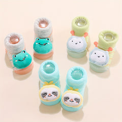 3 Pairs Baby Girls Kid Anti-Skid Floor Socks with Dinosaur Bear Panda Whale Doll