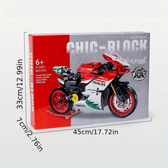 803pcs Red Racing Car Assembled With Mechanical Parts Collection Gift