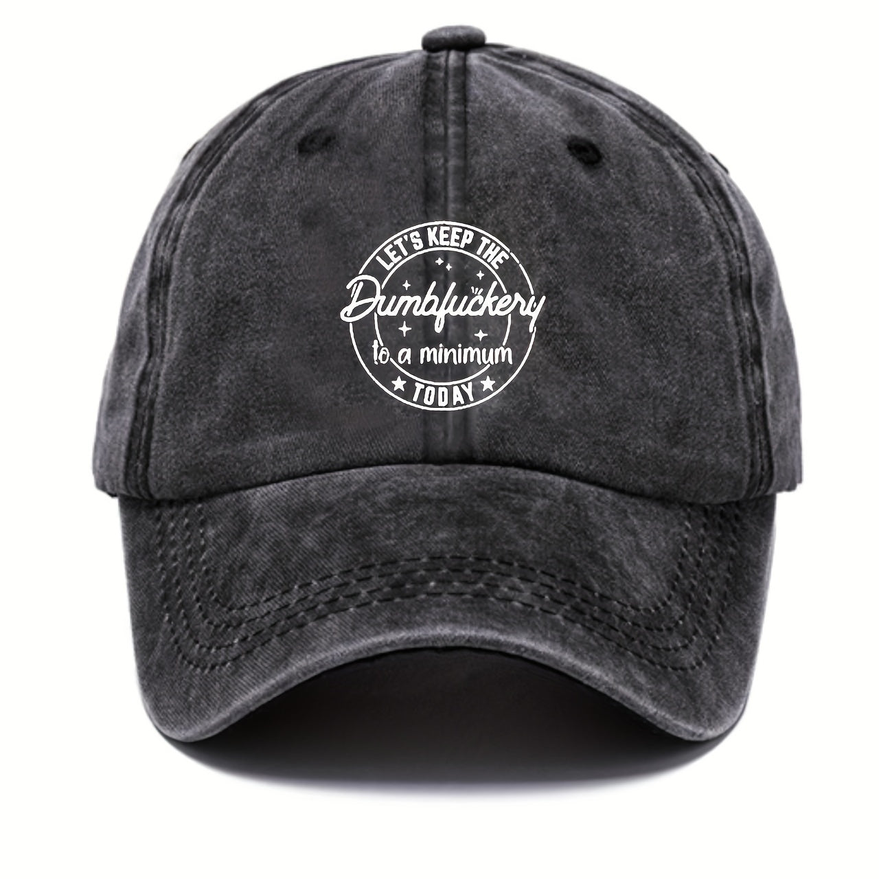 Vintage Distressed Baseball Cap with Fun Print