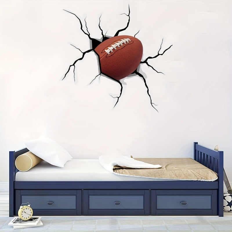 3D Rugby Wall Sticker Self-Adhesive Vinyl Crack Mural Art Decorative Sticker