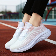 Women's Breathable Flying Woven Sneakers Casual Lace Up Running Shoes