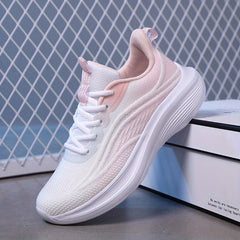 Women's Breathable Flying Woven Sneakers Casual Lace Up Running Shoes