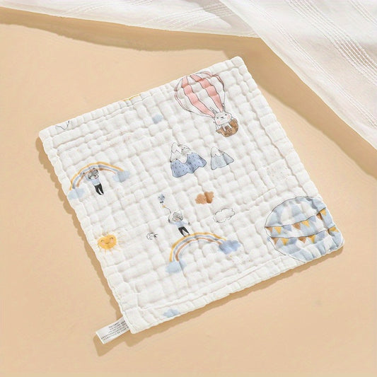 6-Layer High Density Baby Gauze Handkerchief Towel with Embroidered Bubble Gauze