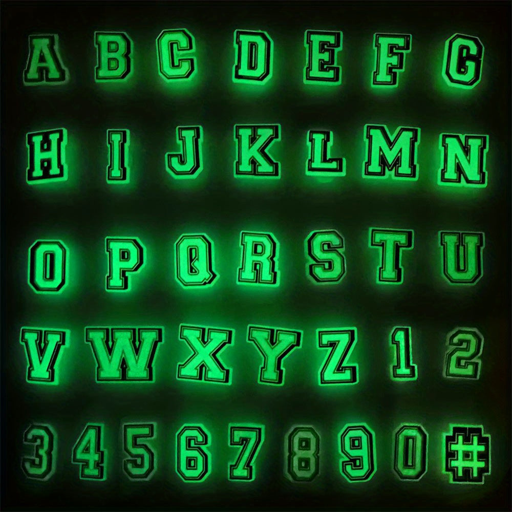 37pc Glow In The Dark Shoe Decoration Letters Numbers Charms