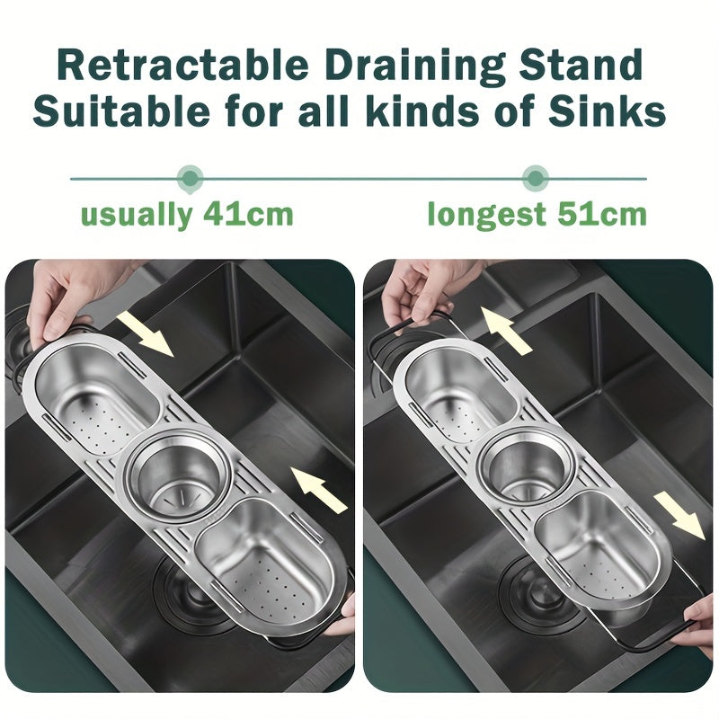 Kitchen Sink Corner Drying Rack Stainless Steel Sponge Drainer