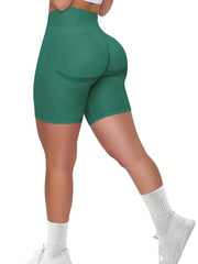 High Waist Butt Lifting Biker Shorts Tummy Control Yoga Gym Shorts