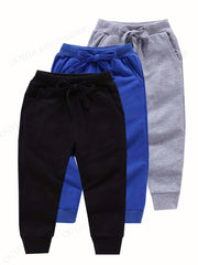 3pcs Boys Active Sweatpants Breathable Jogger Sports Pants