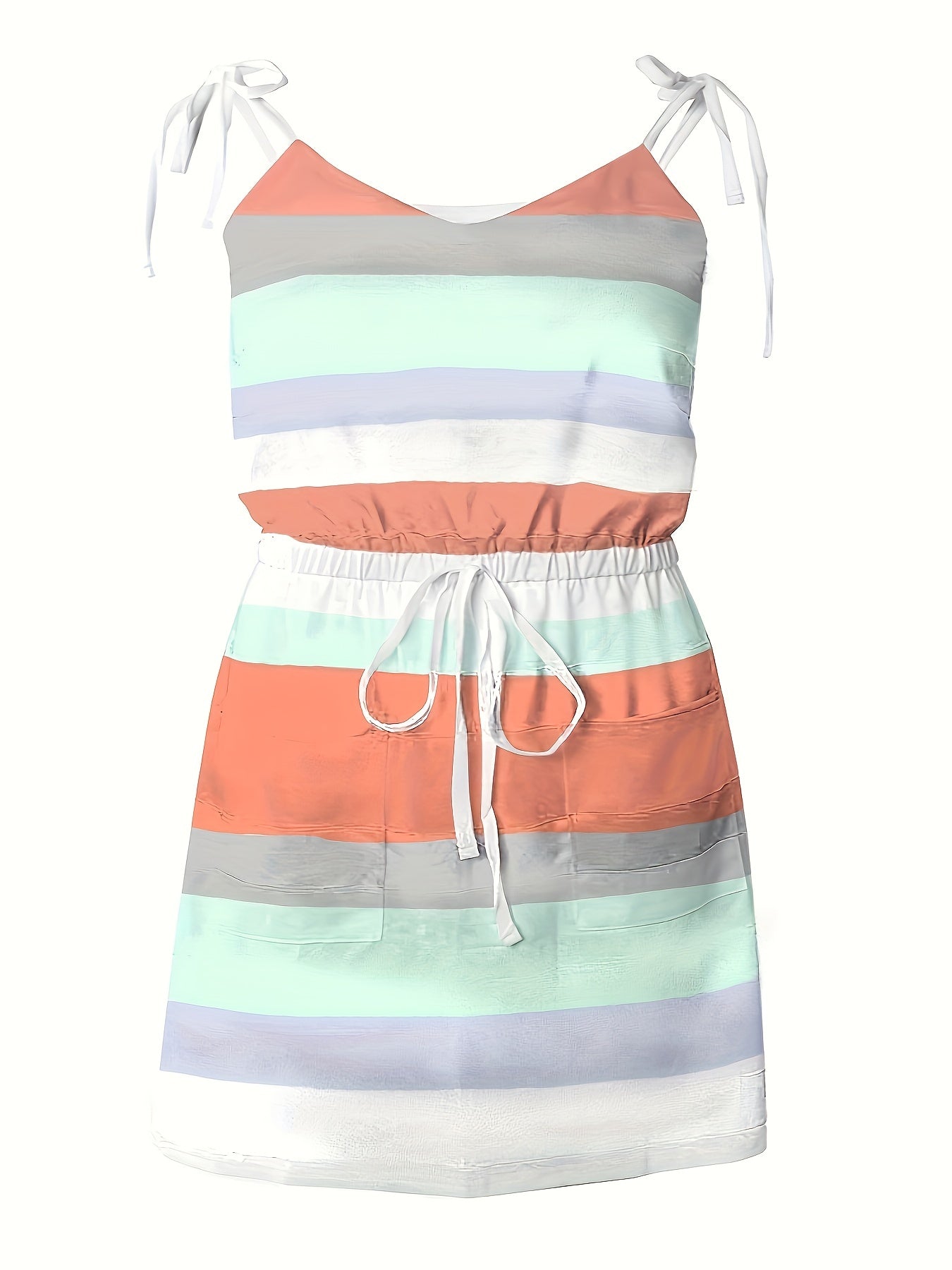 Casual Dress Women's Plus V Neck Tie Shoulder Dress