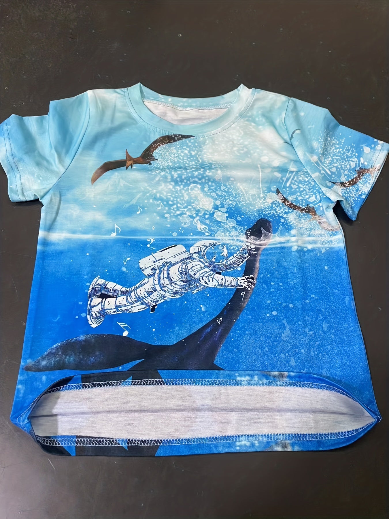 Kid's Astronaut & Dinosaur Graphic T shirt Summer Casual Tee