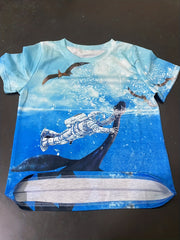 Kid's Astronaut & Dinosaur Graphic T shirt Summer Casual Tee