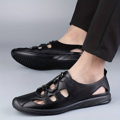 Men's Cut Out Slip On Faux Leather Sandals