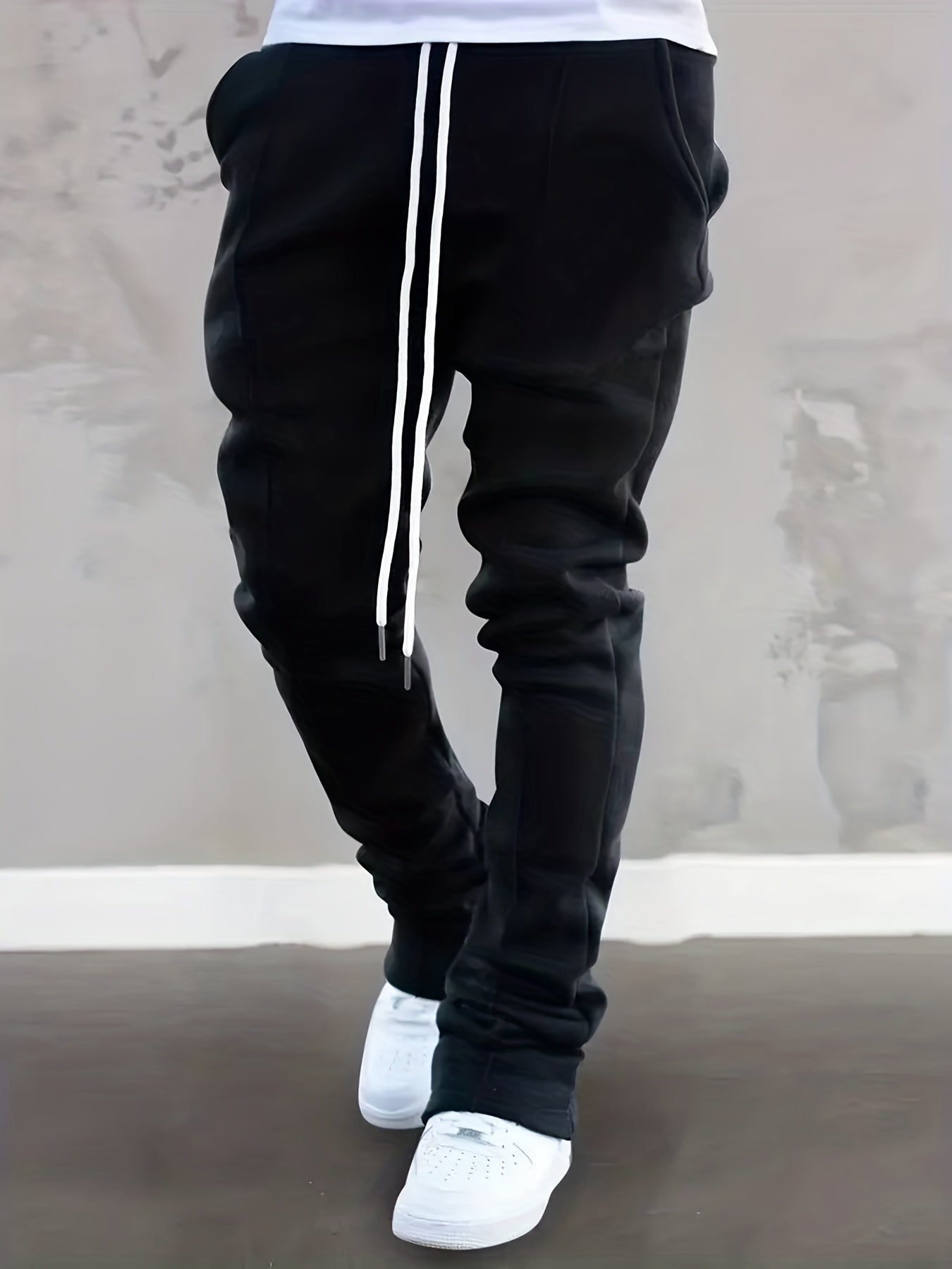 Classic Joggers Men's Casual Loose Fit Solid Drawstring Pants