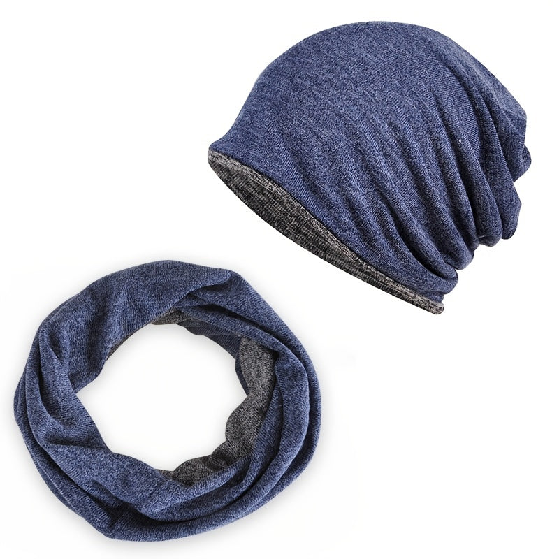 Slouch Sports Knitted Beanie Cap Headscarf 2 In 1 Winter Hat