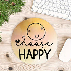 Happy Round Mouse Pad Non Slip Rubber Base Small Size 7.87 X 7.87 X 0.1 Inch