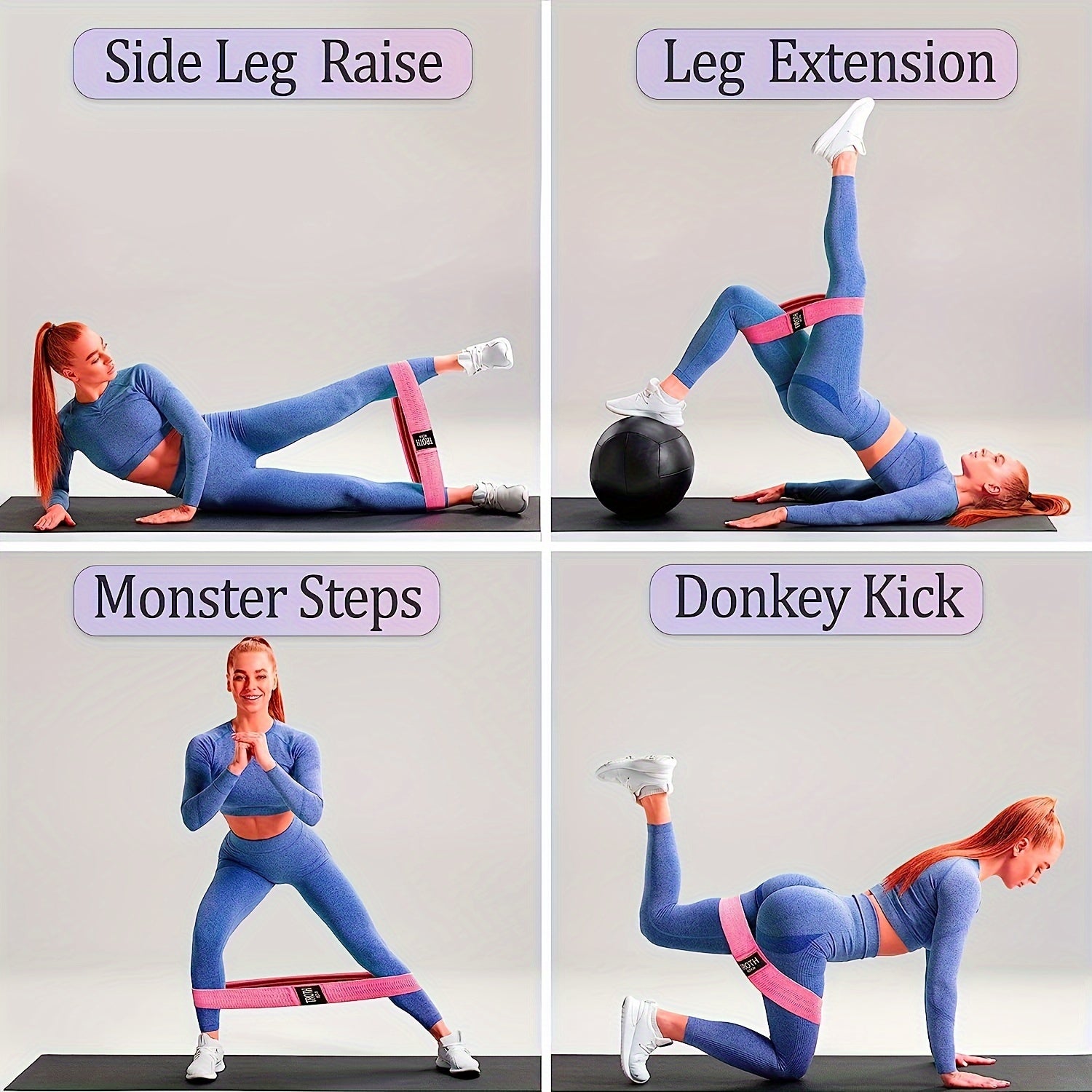 3pcs Pilates Yoga Elastic Resistance Bands for Hips Lifting
