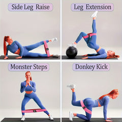 3pcs Pilates Yoga Elastic Resistance Bands for Hips Lifting