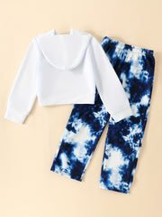 Girl's Butterfly Pattern 2pcs Hoodie & Pants Set DREAMER Print Top Casual Outfit