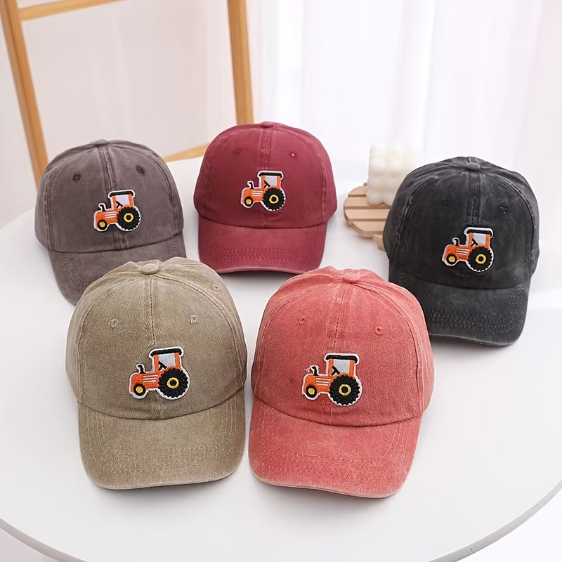 Kids Tractor Embroidered Ball Cap with Visor