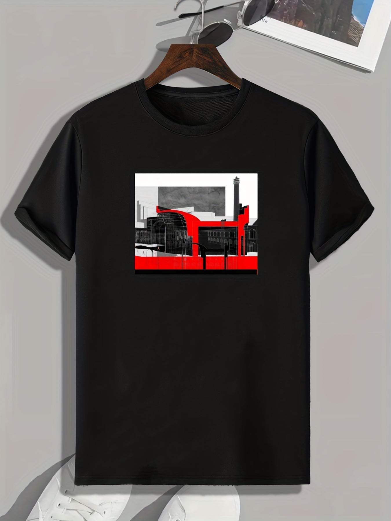 Modern Architecture Print Men's Comfy T shirt for Outdoor Summer