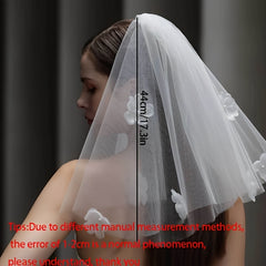 Romantic Bridal Veil with Flower Accents Sheer Wedding Accessory