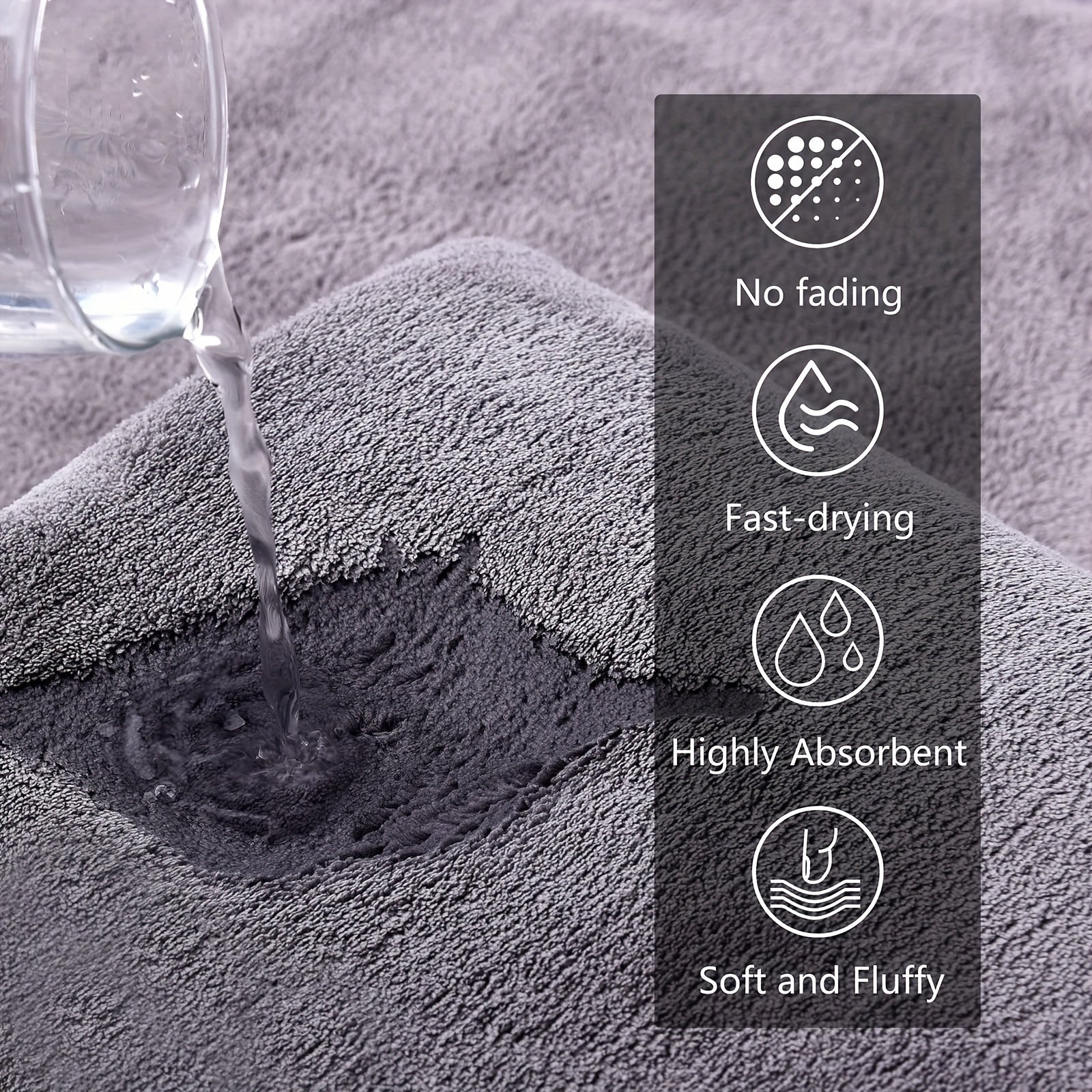 3pcs Microfiber Bath Towels 70 X 140cm Portable Absorbent & Quick Drying