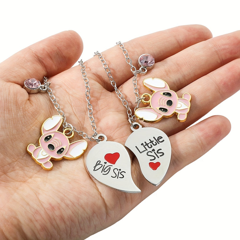 2pcs Matching Heart Necklaces Animal Pendant Birthday Christmas Jewelry