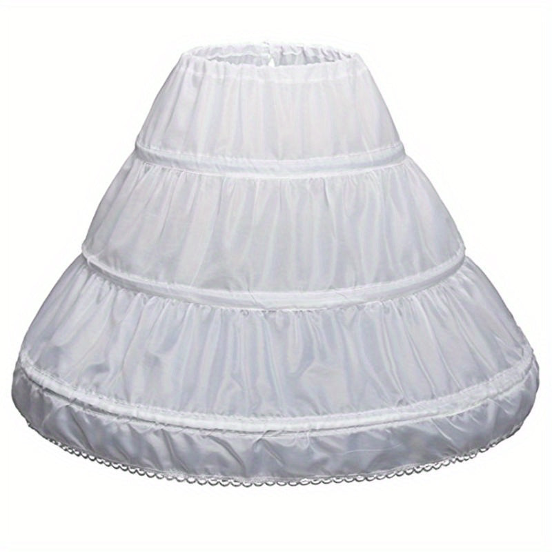 Kids Petticoat A Line 3 Hoops One Layer Lace Trim Dress Underskirt