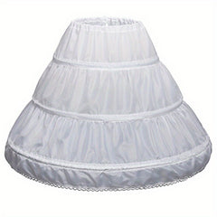 Kids Petticoat A Line 3 Hoops One Layer Lace Trim Dress Underskirt