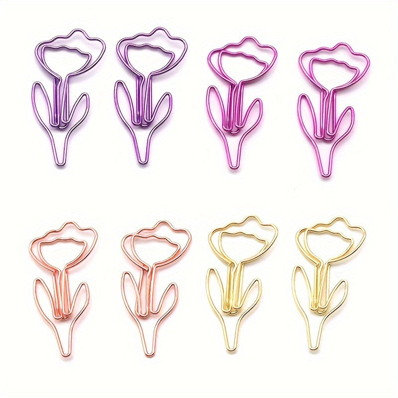 100pcs Flower Paper Clip Special Shaped Creative Pin Cartoon Paper Clip