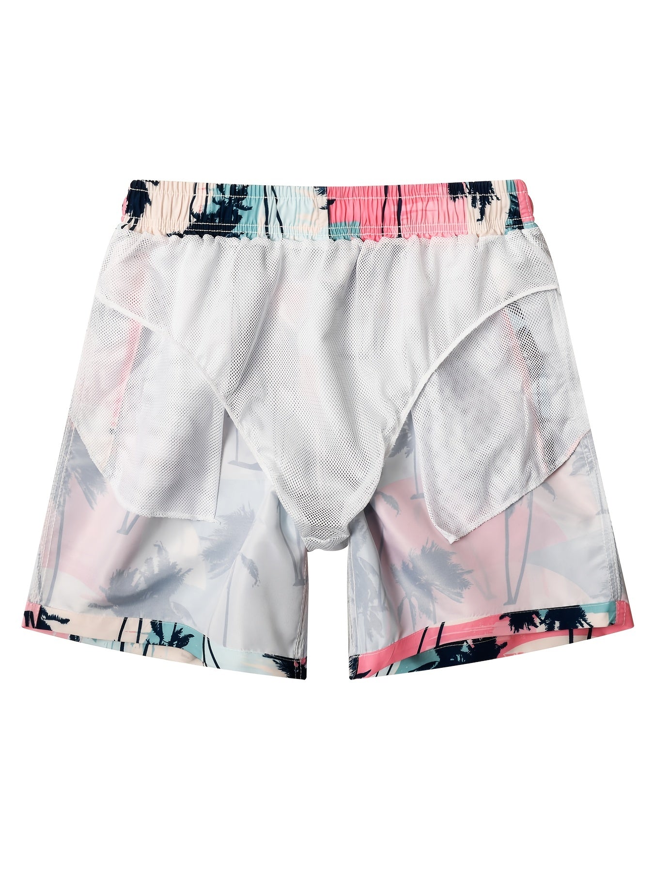 Men's Coconut Tree Double Layer Swimming Shorts Beach Pants