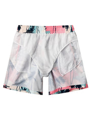 Men's Coconut Tree Double Layer Swimming Shorts Beach Pants