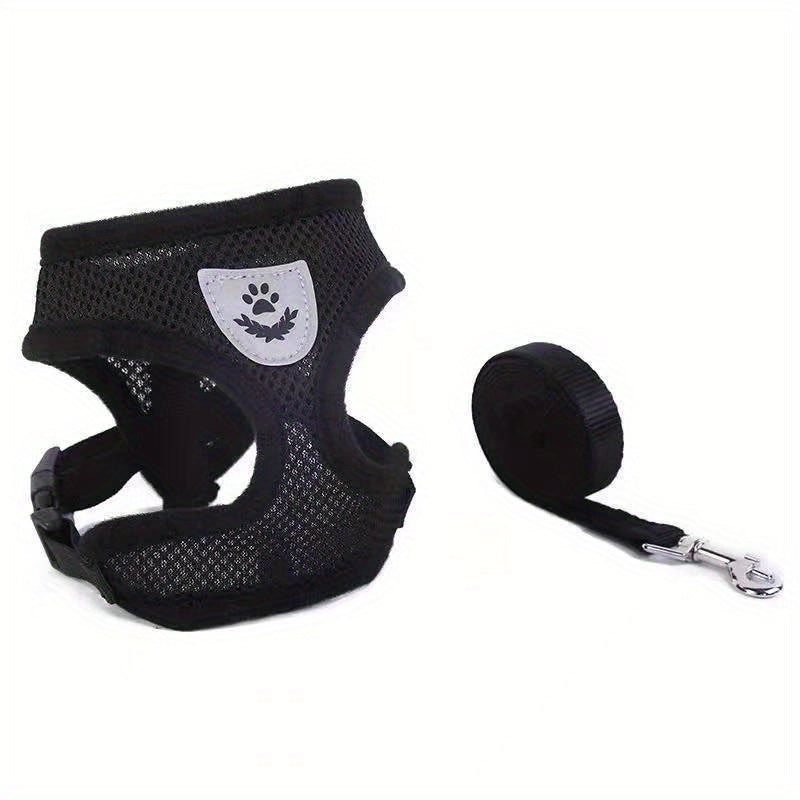 Adjustable Mesh Cat Harness Vest with Leash Set for Small to Medium Pets
