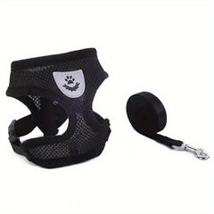 Adjustable Mesh Cat Harness Vest with Leash Set for Small to Medium Pets
