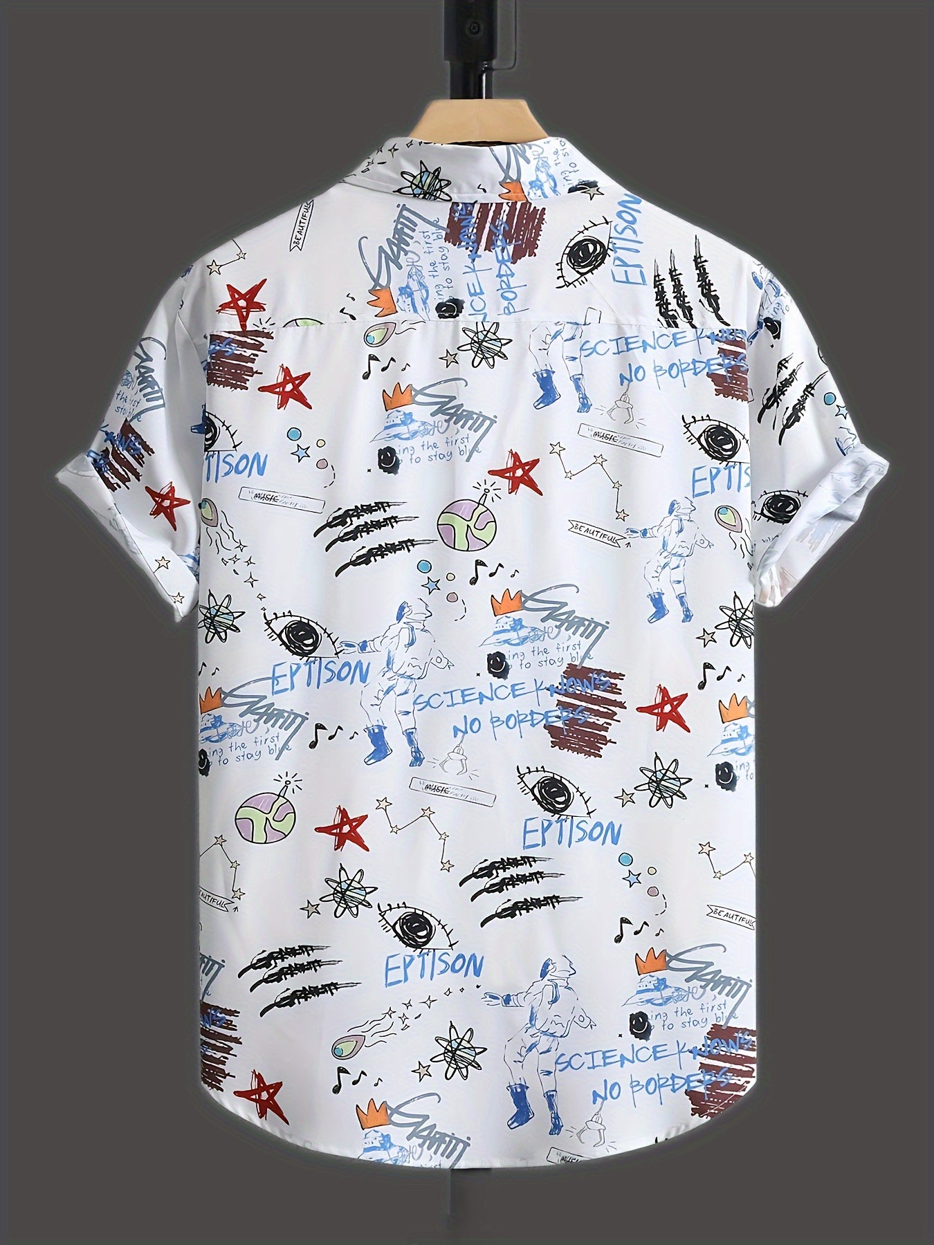 Men's Cartoon Print Button Up Shirt