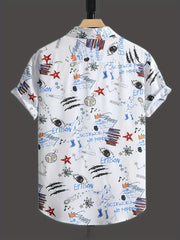 Men's Cartoon Print Button Up Shirt