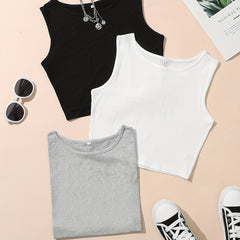 3-Piece Solid Tank Top Set - Women's Clothing