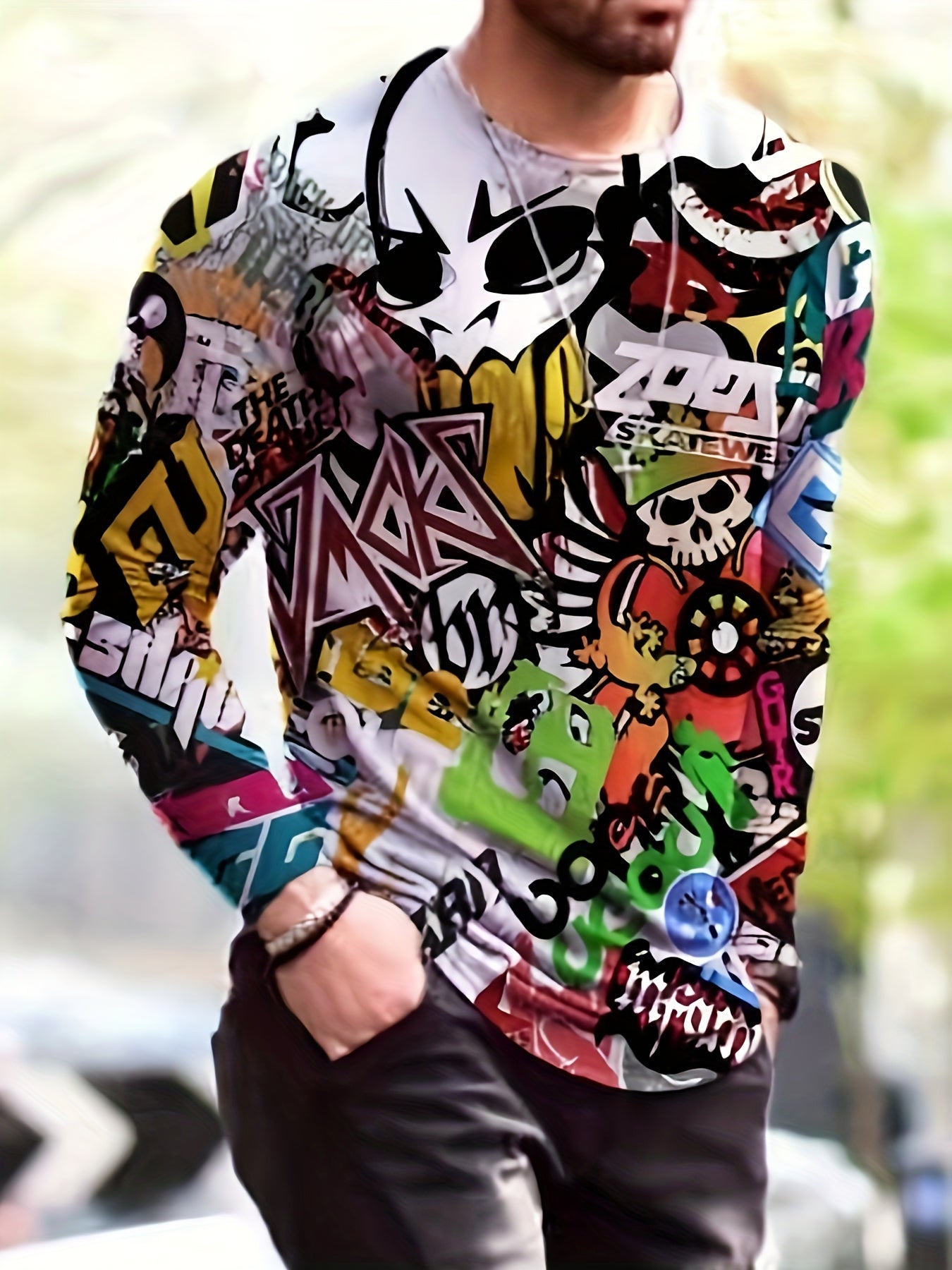 GRAFFITI All Over Print Men's Long Sleeve Novelty T shirt